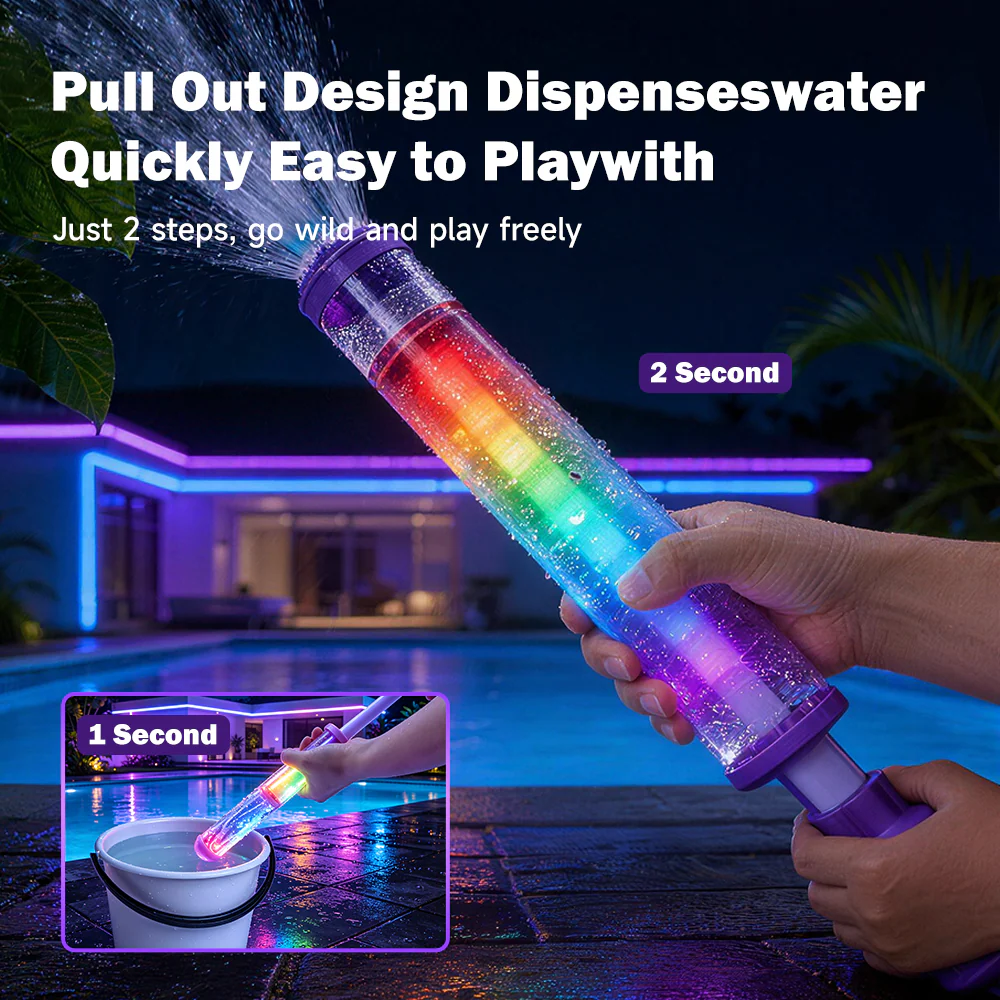 🌈Glowing Rainbow LED Water Blaster- Summer Fun That Pops Like Magic! ✨